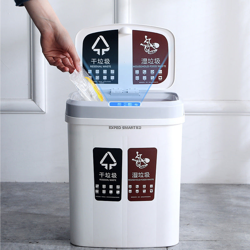 Smart Inductive Dry and Wet Sorting Trash Can