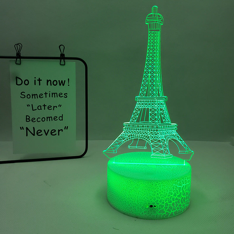 Eiffel Tower 3D Visual Slide Seven Color Table Lamp