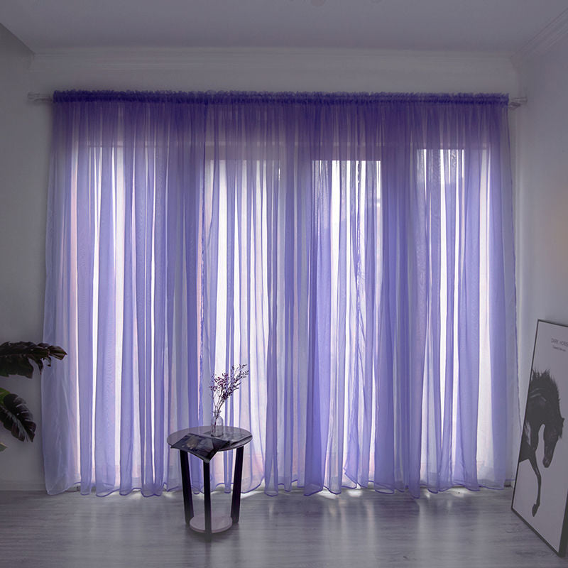 Modern Solid Color Sheer Balcony Curtain