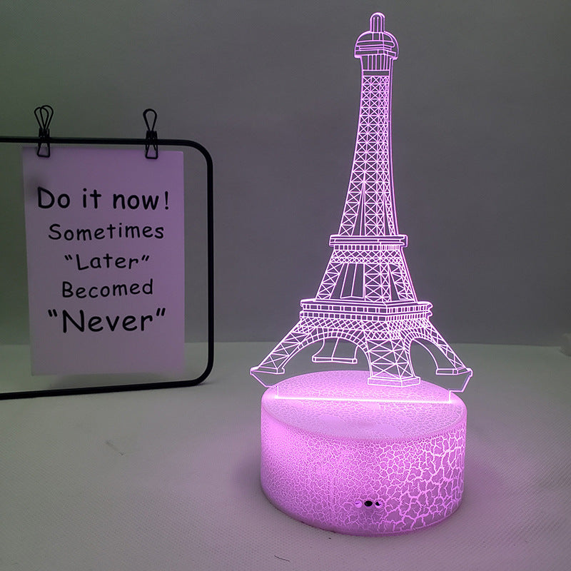 Eiffel Tower 3D Visual Slide Seven Color Table Lamp