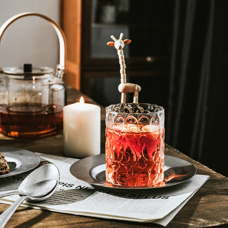 European Style Embossed Glass with Gilt Rim, Thick Transparent Whiskey Glass