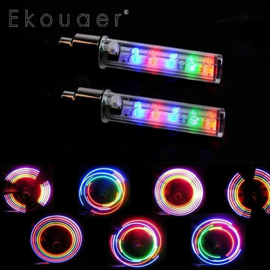 Waterproof 7-Function Bicycle Valve Light, 5-LED Tire Tube Decoration