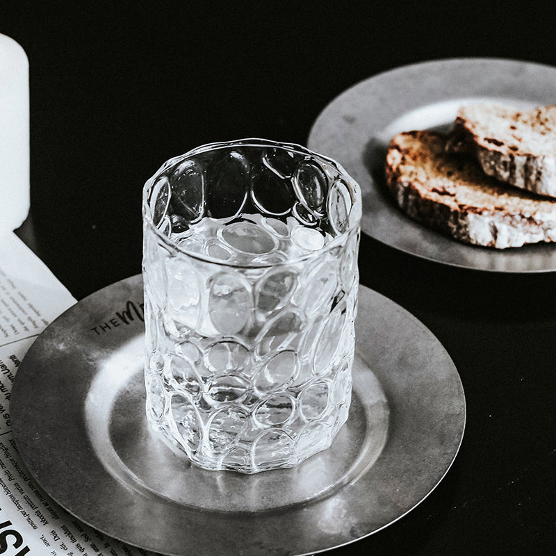 European Style Embossed Glass with Gilt Rim, Thick Transparent Whiskey Glass