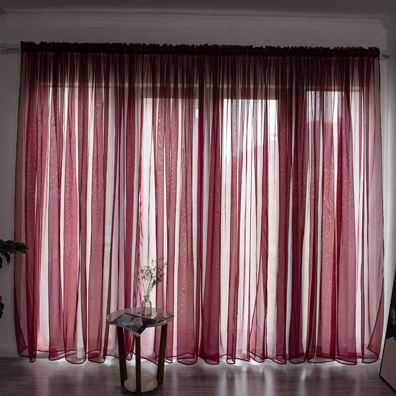 Modern Solid Color Sheer Balcony Curtain