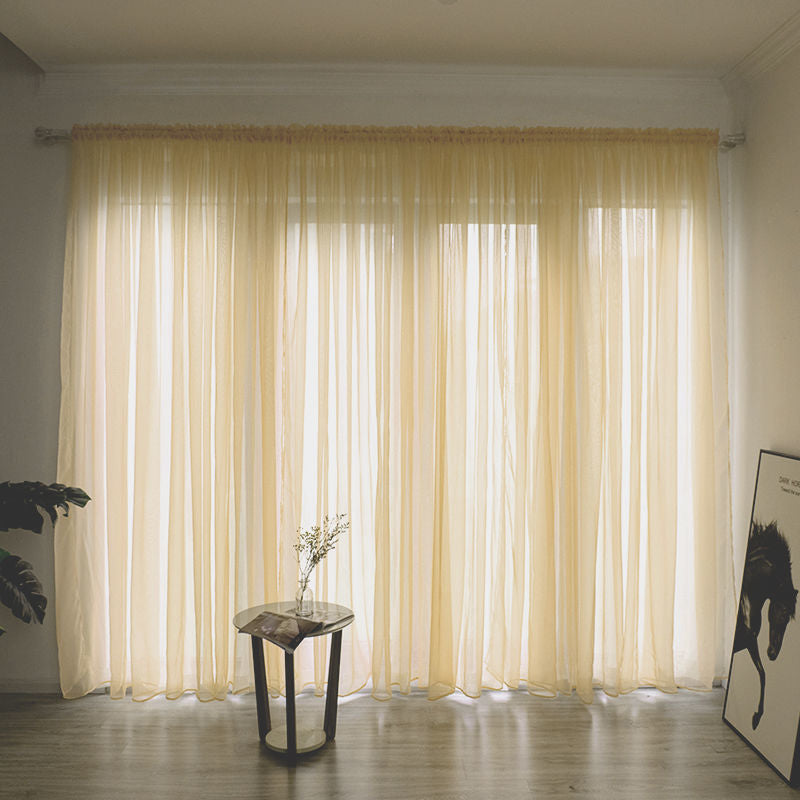 Modern Solid Color Sheer Balcony Curtain