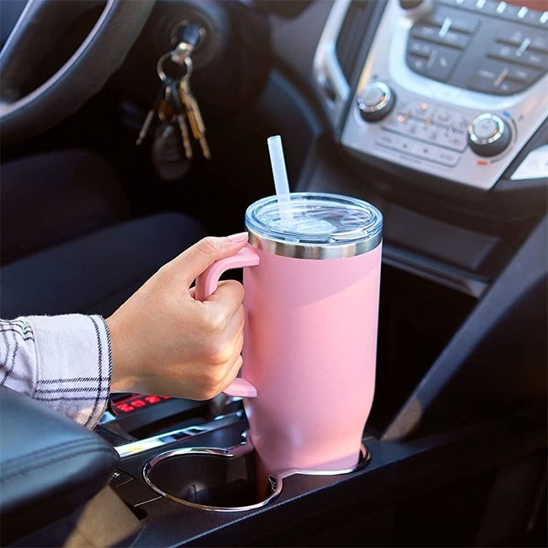 40oz Stainless Steel Insulated Travel Mug with Handle and Straw