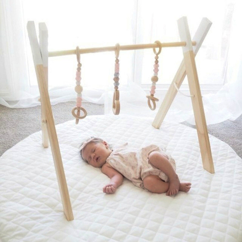 Wooden Infant Fitness Frame with Decorative Toys