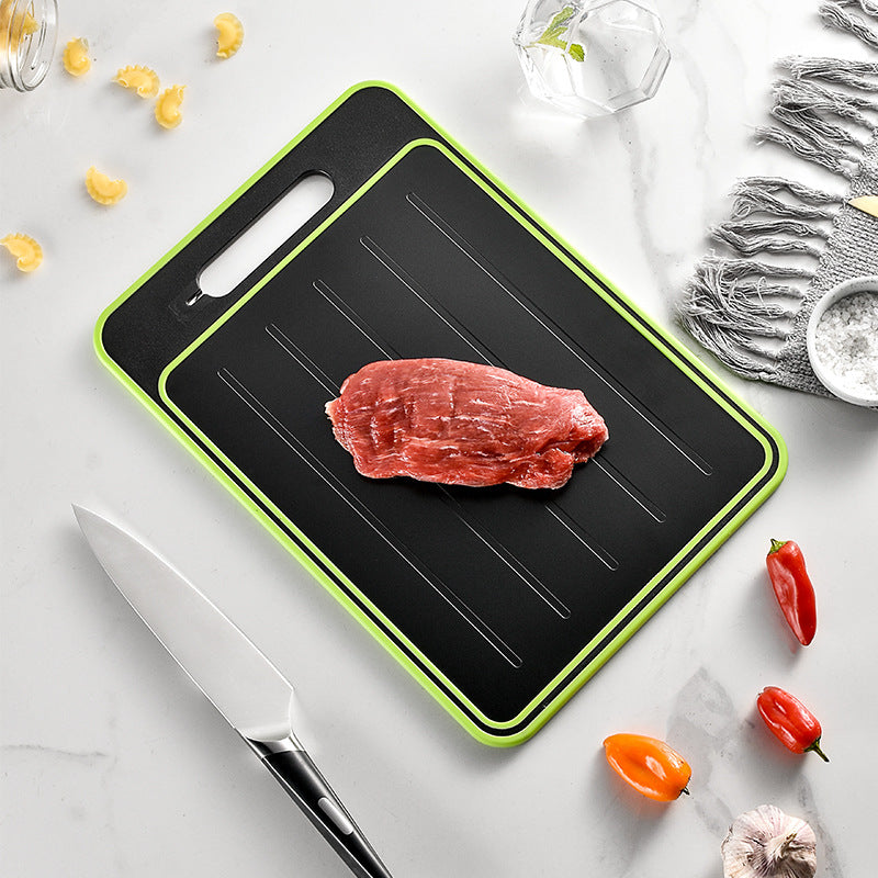 Double-Sided Cutting Board with Defrosting, Grinding Surface, and Built-in Knife Sharpener