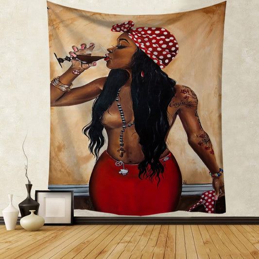 Vintage Melanin Woman Tapestry - Classic Artistic Background Cloth