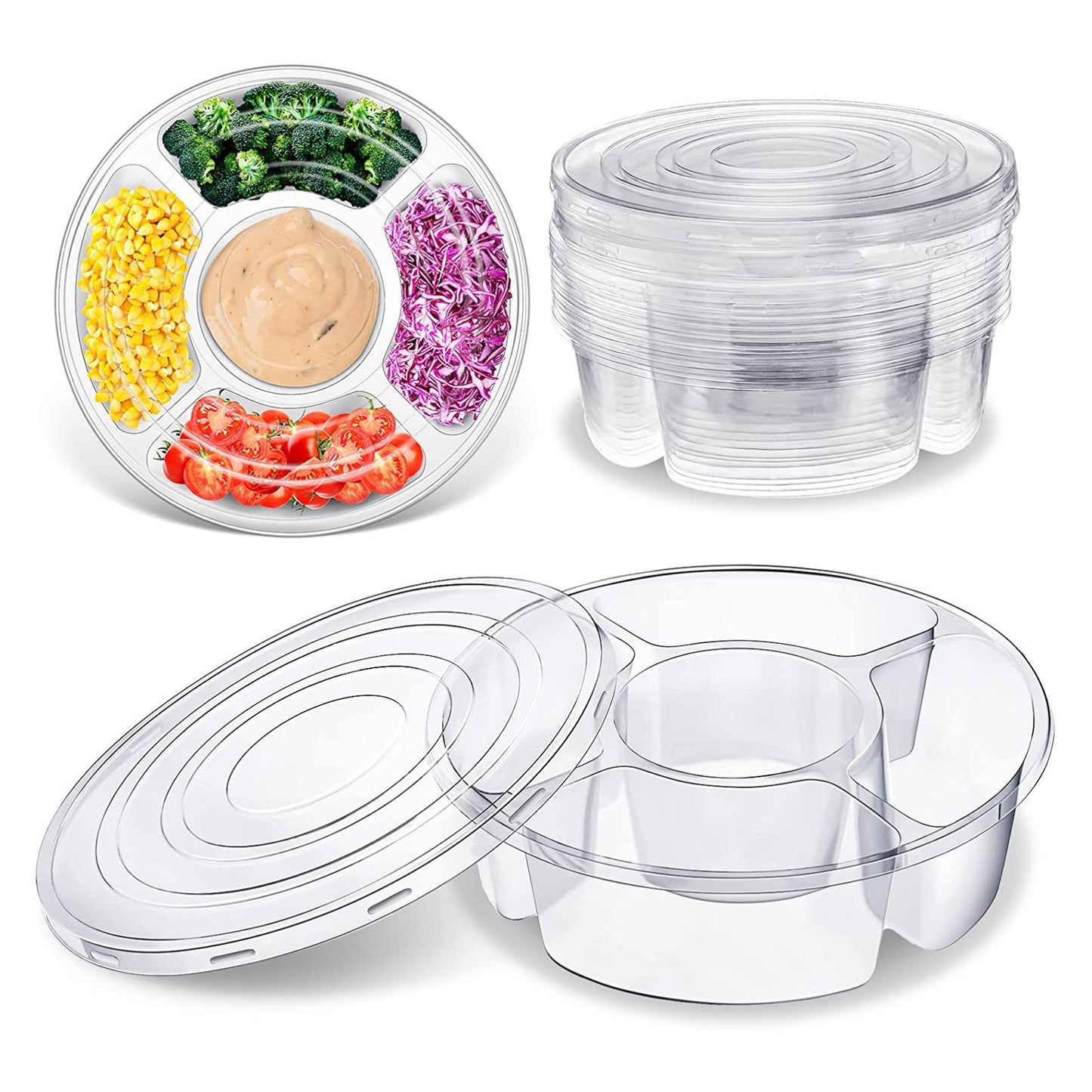 12-Piece Round Serving Trays with Lids