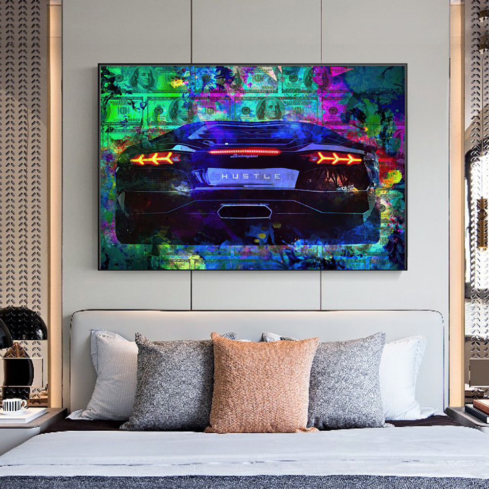 Abstract Canvas Print Modern Money Doodle Painting On Wall Art Picture