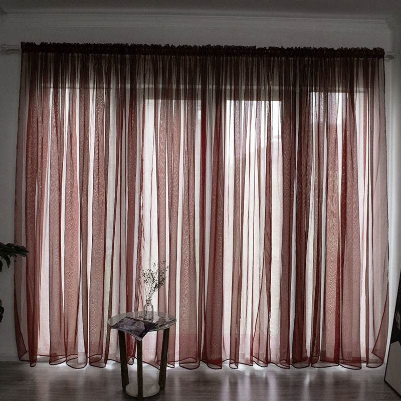 Modern Solid Color Sheer Balcony Curtain