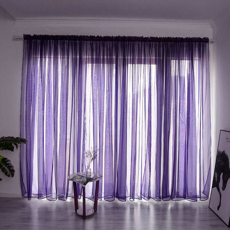 Modern Solid Color Sheer Balcony Curtain