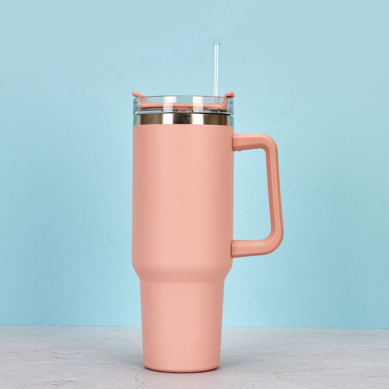 40oz Stainless Steel Insulated Travel Mug with Handle and Straw