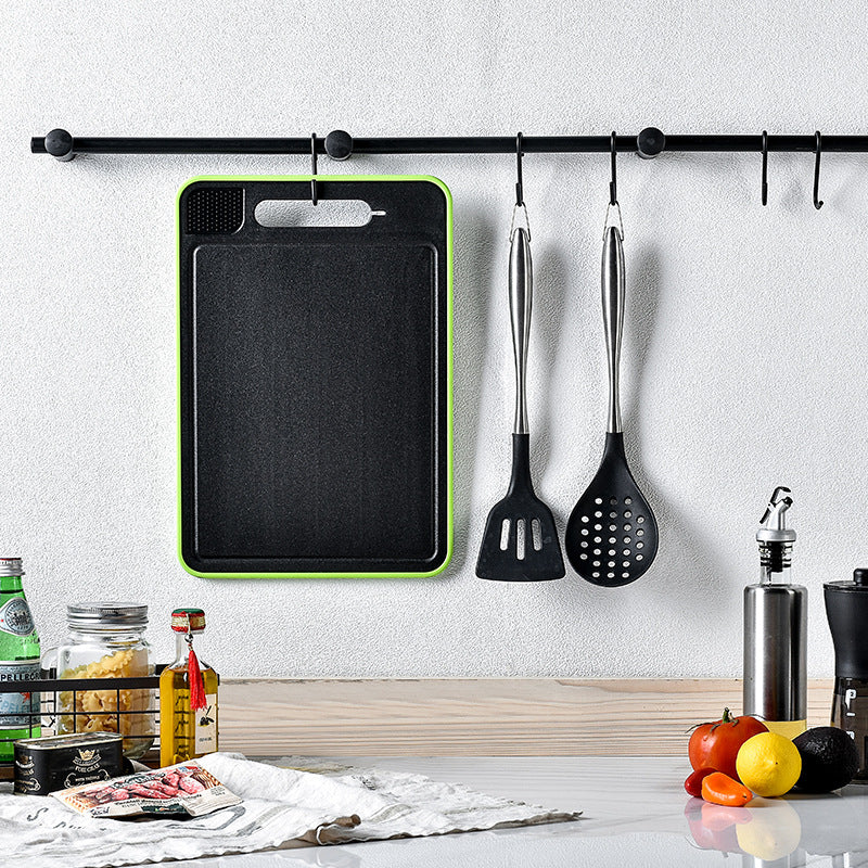 Double-Sided Cutting Board with Defrosting, Grinding Surface, and Built-in Knife Sharpener