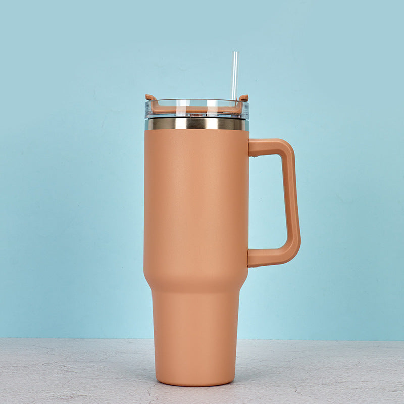 40oz Stainless Steel Insulated Travel Mug with Handle and Straw