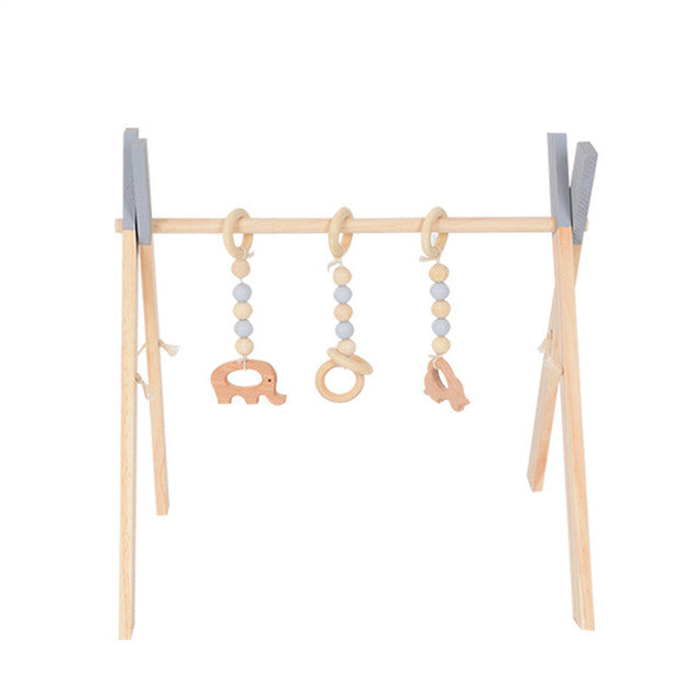 Wooden Infant Fitness Frame with Decorative Toys