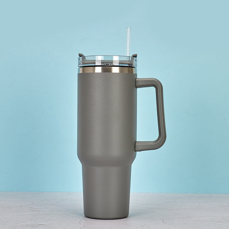 40oz Stainless Steel Insulated Travel Mug with Handle and Straw