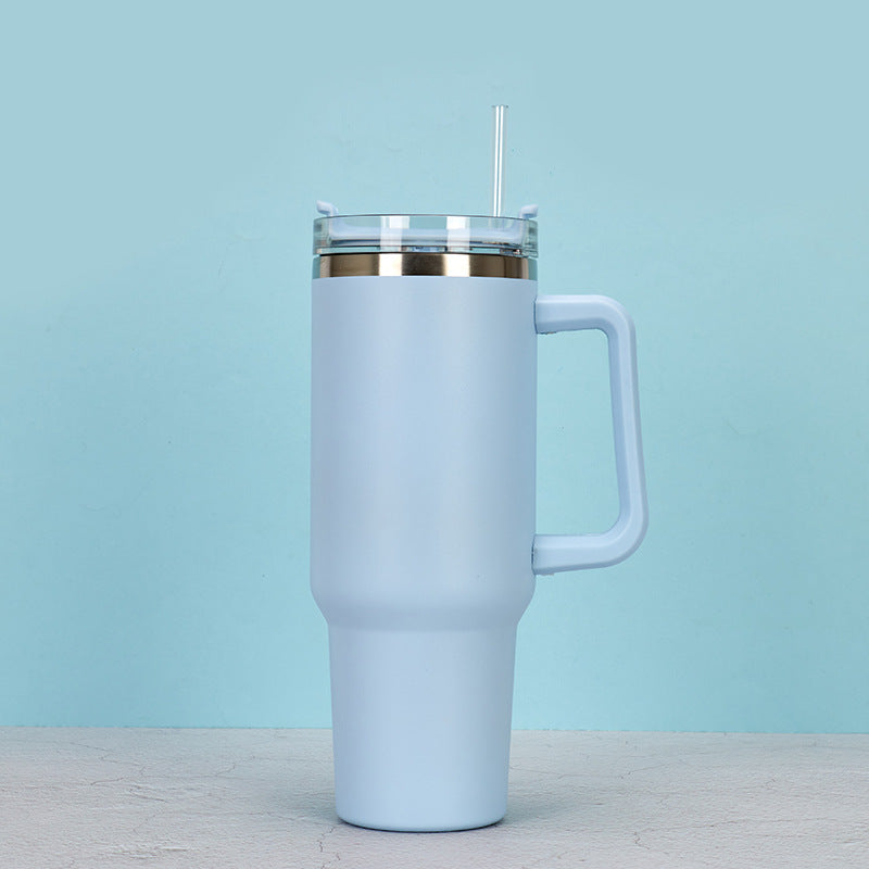 40oz Stainless Steel Insulated Travel Mug with Handle and Straw